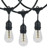 24 Warm White PG S14 Commercial Grade Suspended Light String Set on 48' of Black Wire