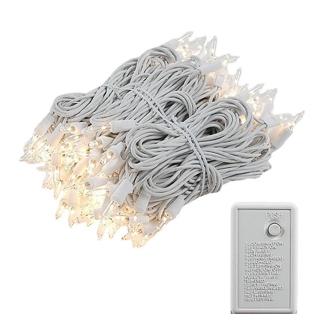 140 Light Chasing Clear Multi Function Mini Lights on White Wire Novelty Lights IncNovelty
