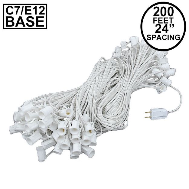 C7 200' Stringer 24" Spacing, 100 Sockets - White Wire