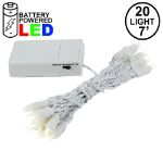 20 LED Battery Operated Lights Warm White White Wire