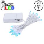20 LED Battery Operated Lights Blue White Wire