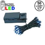 50 LED Battery Operated Lights Pure White Green Wire