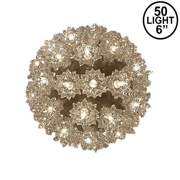 Silver 50 Light Mini Starlight Sphere 6"