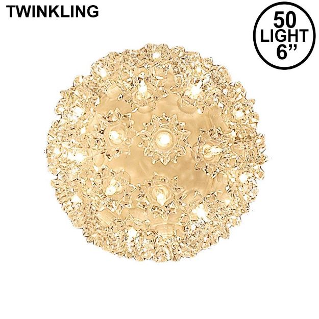 50 Light 6" Clear Twinkling Starlight Spheres