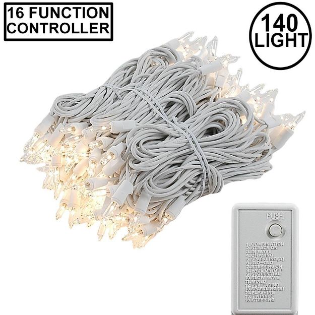 Clear Multi Function Chasing Christmas Lights White Wire
