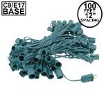 C9 100' String on Green Wire, 100 Sockets