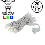 LED Curtain Twinkle Lights 20 LED Warm White Non-Connectable White Wire