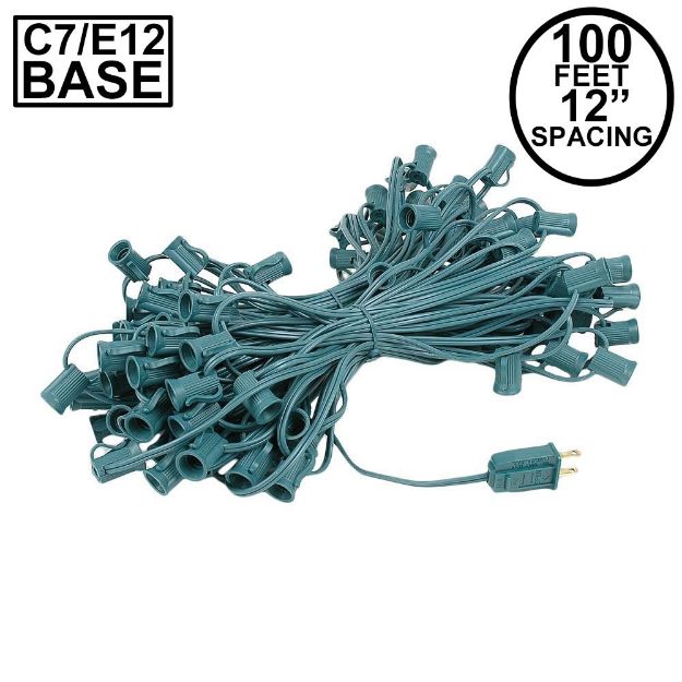 C7 100' String on Green Wire, 100 Sockets