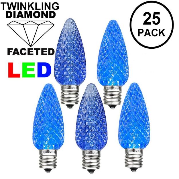 Twinkle Blue C7 LED Replacement Bulbs 25 Pack