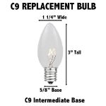 Amber/Orange Transparent C9 7 Watt Replacement Bulbs 25 Pack