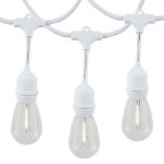 24 Warm White Plastic LED S14 Commercial Grade Suspended Light String Set on 48' of White Wire Shatterproof