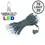 70 Light Traditional T5 Pure White LED Mini Lights Green Wire