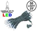 50 Light Traditional T5 Pure White LED Mini Lights Green Wire