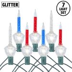 Red/Clear/Blue Bubble Light Clear Base Set with Silver Glitter