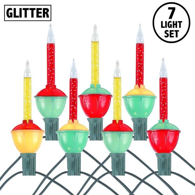 Red and Yellow Bubble Light Multicolor Base Set with Silver Glitter