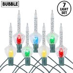 Clear with Clear Multi Color Base Classic Bubble Light Set 7 Lamps
