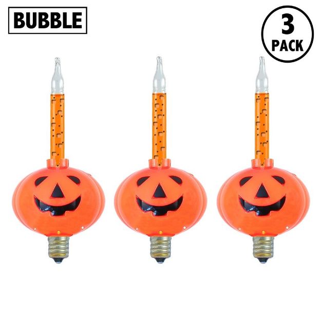Orange Pumpkin Halloween Bubble Light Replacements 3 Pack 
