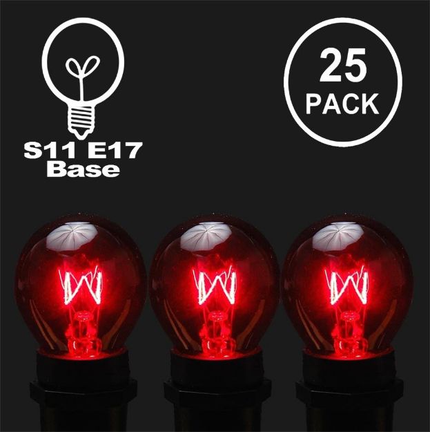 25 Pack of Red S11 10 Watt Bulbs Intermediate Base e17