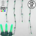 Green LED Icicle Lights on Green Wire 150 Bulbs