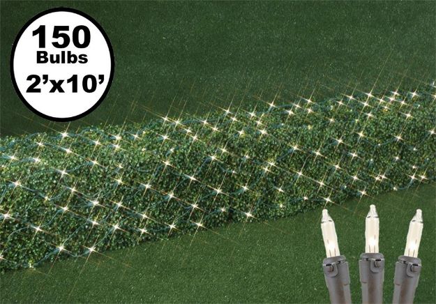 2' x 10' Super Bright Clear Net Lights - Brown Wire