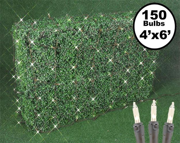 4' X 6' Super Bright Clear Net Lights - Brown Wire