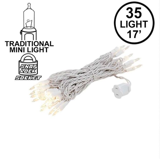 35 Light 17' Long White Wire Christmas Mini Lights