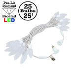 25 Pure White LED C9 Pre-Lamped String Lights on White Wire