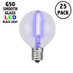 Black Light LED Filament G50 Globe Bulbs - 25pk