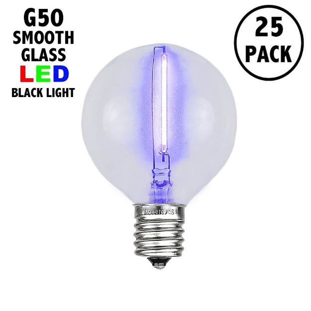 Black Light LED Filament G50 Globe Bulbs - 25pk