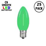 Green C9 LED Plastic Filament Replacement Bulbs 25 Pack 