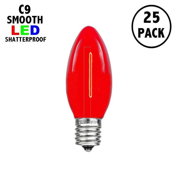 Red C9 LED Plastic Filament Replacement Bulbs 25 Pack 
