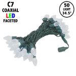 C7 Coaxial 50 LED Pure White 8" Spacing Green Wire