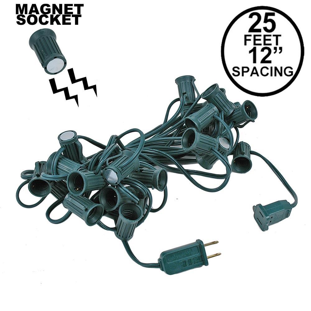 C7 Magnetic String 25 Sockets on Green Wire - Novelty LightsNovelty ...