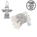100 Light 22' Long White Wire Christmas Mini Lights