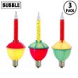Red and Yellow Classic Bubble Light With Multi Base Replacements 3 Pack 