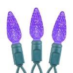 Purple 70 LED C6 Strawberry Mini Lights Commercial Grade on Green Wire