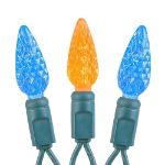Orange and Blue 70 LED C6 Strawberry Mini Lights Commercial Grade Green Wire