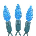 Blue 70 LED C6 Strawberry Mini Lights Commercial Grade on Green Wire