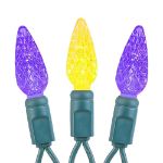 Yellow and Purple 70 LED C6 Strawberry Mini Lights Commercial Grade Green Wire