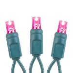 50 LED Battery Operated Lights Pink Green Wire