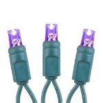 50 LED Battery Operated Lights Purple Green WIre