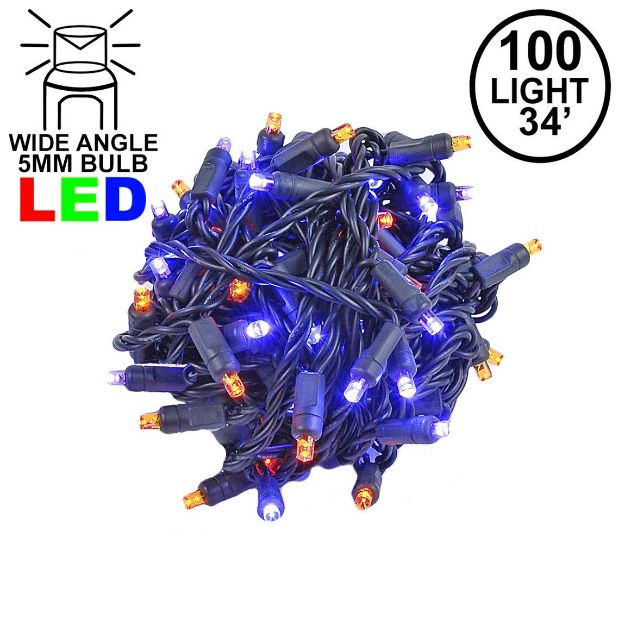 Commercial Grade Wide Angle 100 LED Purple/Amber 34' Long on Black Wire