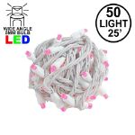Commercial Grade Wide Angle 50 LED Pink 25' Long White Wire