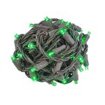 Commercial Grade Wide Angle 50 LED Green 25' Long on Brown Wire