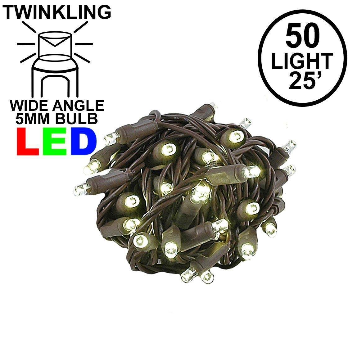 Twinkling LED Christmas Lights on Brown Wire Novelty Lights