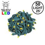 Commercial Grade Wide Angle 50 LED Yellow 25' Long on Green Wire