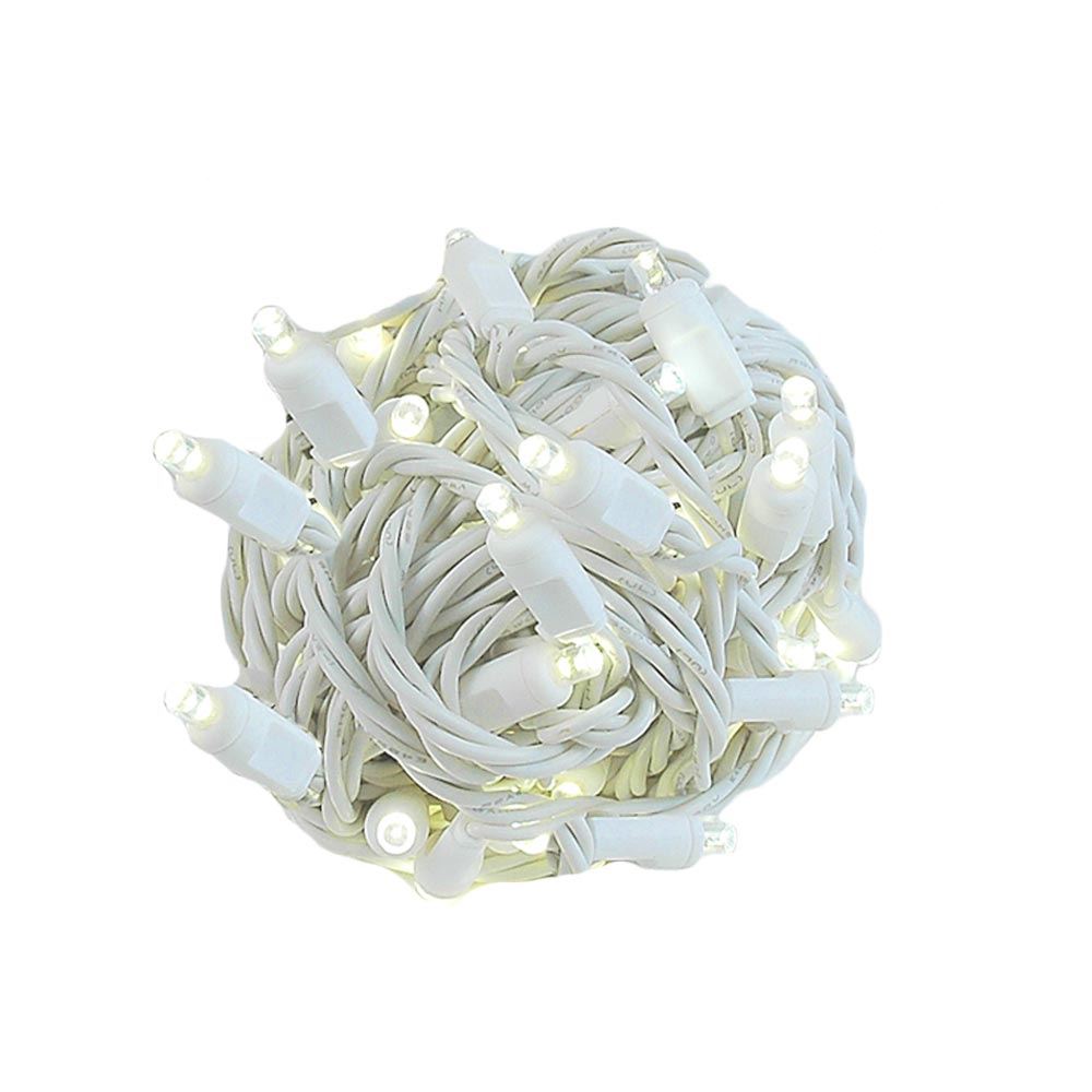 Twinkling LED Christmas Lights on White Wire with 50 Wide Angle Warm