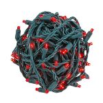 Commercial Grade Wide Angle 100 LED Red 34' Long on Green Wire