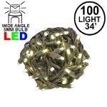 Commercial Grade Wide Angle 100 LED Warm White 34' Long on Brown Wire