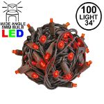 Commercial Grade Wide Angle 100 LED Red 34' Long on Brown Wire